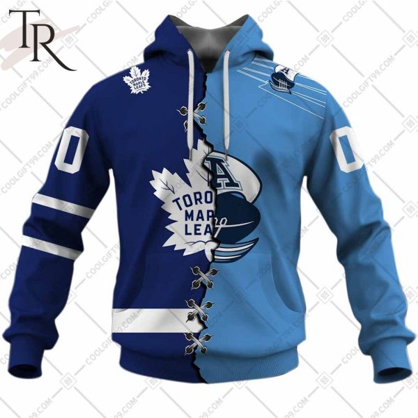 Personalized NHL Toronto Maple Leafs Mix CFL Toronto Argonauts Jersey Style Hoodie