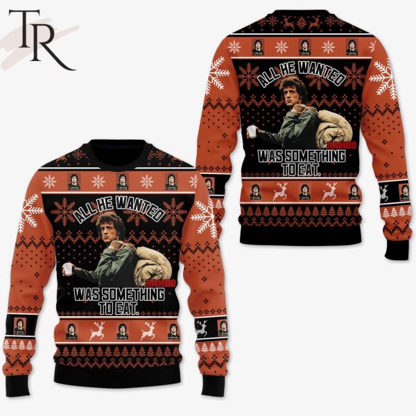 All He Wanted Was Something To Eat Rambo Ugly Christmas Sweater