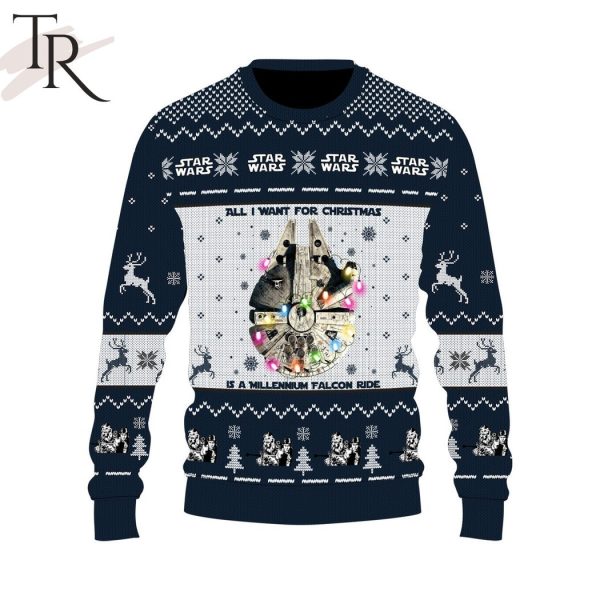 All I Want For Christmas Is A Mellennium Falcon Ride Star Wars Personalized Sweater