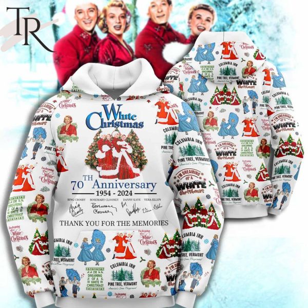 White Christmas 70th Anniversary 1954 – 2024 Thank You For The Memories 3D Unisex Hoodie