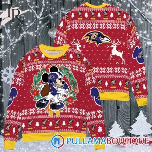 Baltimore Ravens x Mickey Mouse Ugly Christmas Sweater