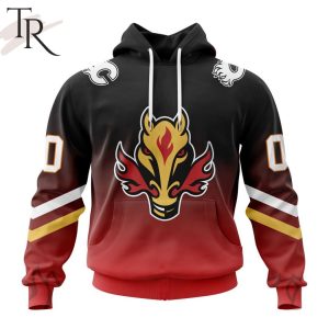 NHL Calgary Flames Personalize New Gradient Series Concept Hoodie