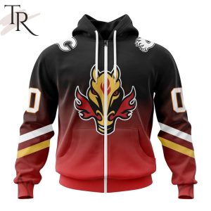 NHL Calgary Flames Personalize New Gradient Series Concept Hoodie