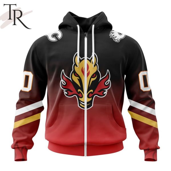 NHL Calgary Flames Personalize New Gradient Series Concept Hoodie