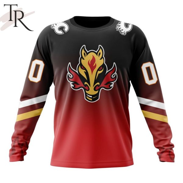 NHL Calgary Flames Personalize New Gradient Series Concept Hoodie