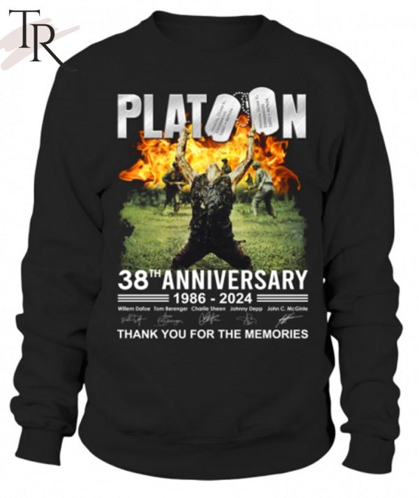 Platoon 38th Anniversary 1986 – 2024 Thank You For The Memories T-Shirt