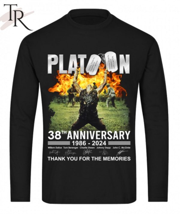 Platoon 38th Anniversary 1986 – 2024 Thank You For The Memories T-Shirt