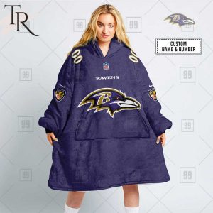 Personalized NFL Baltimore Ravens Home Jersey Blanket Hoodie