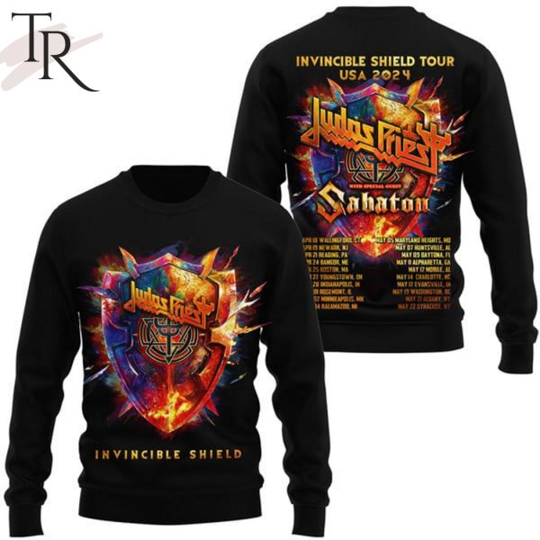 Judas Priest’s Invincible Shield Tour USA 2024 Featuring Sabaton 3D Unisex Hoodie