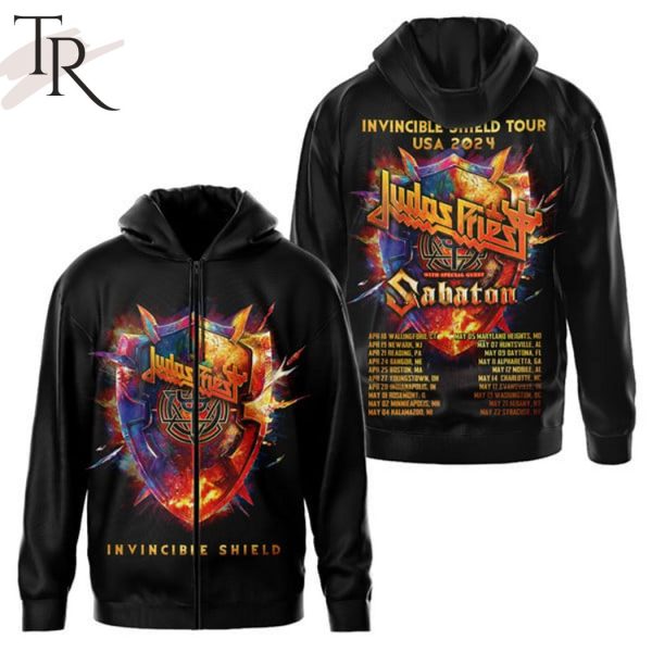 Judas Priest’s Invincible Shield Tour USA 2024 Featuring Sabaton 3D Unisex Hoodie