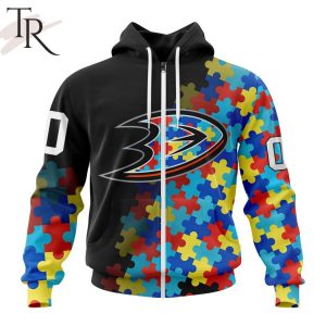 NHL Anaheim Ducks Special Black Autism Awareness Design Hoodie