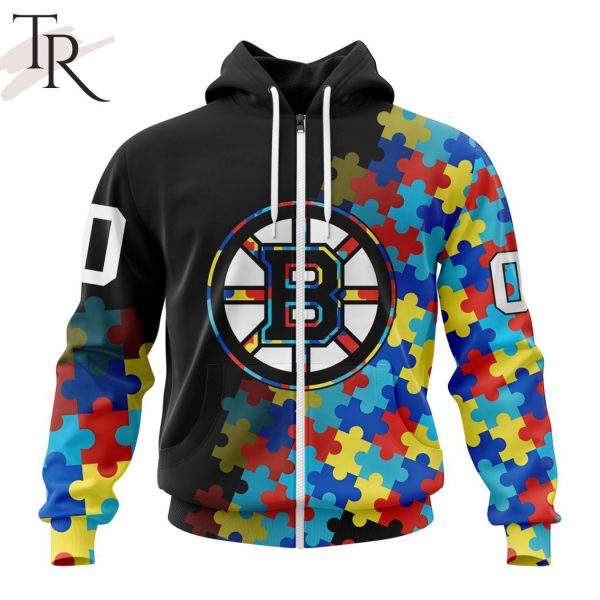 NHL Boston Bruins Special Black Autism Awareness Design Hoodie