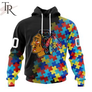 NHL Chicago Blackhawks Special Black Autism Awareness Design Hoodie