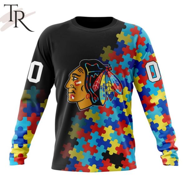 NHL Chicago Blackhawks Special Black Autism Awareness Design Hoodie