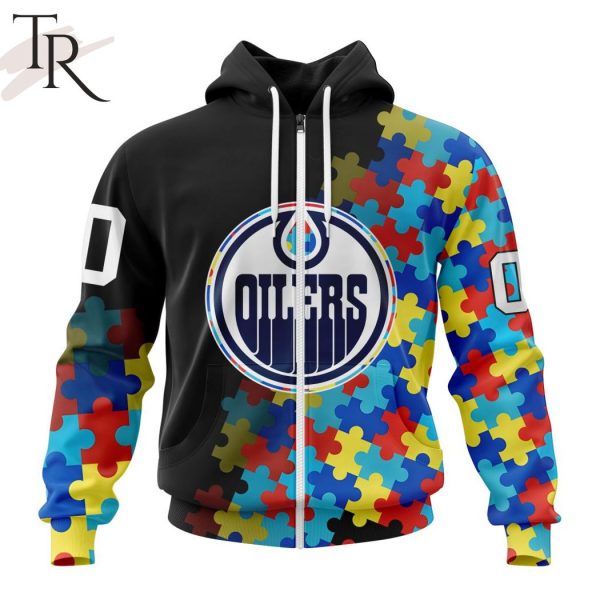 NHL Edmonton Oilers Special Black Autism Awareness Design Hoodie