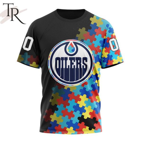 NHL Edmonton Oilers Special Black Autism Awareness Design Hoodie