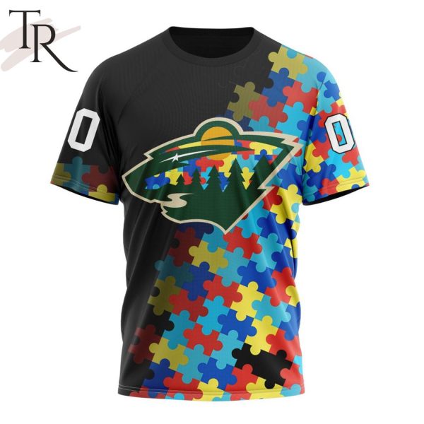 NHL Minnesota Wild Special Black Autism Awareness Design Hoodie