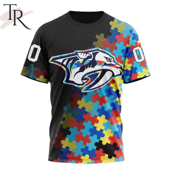 NHL Nashville Predators Special Black Autism Awareness Design Hoodie
