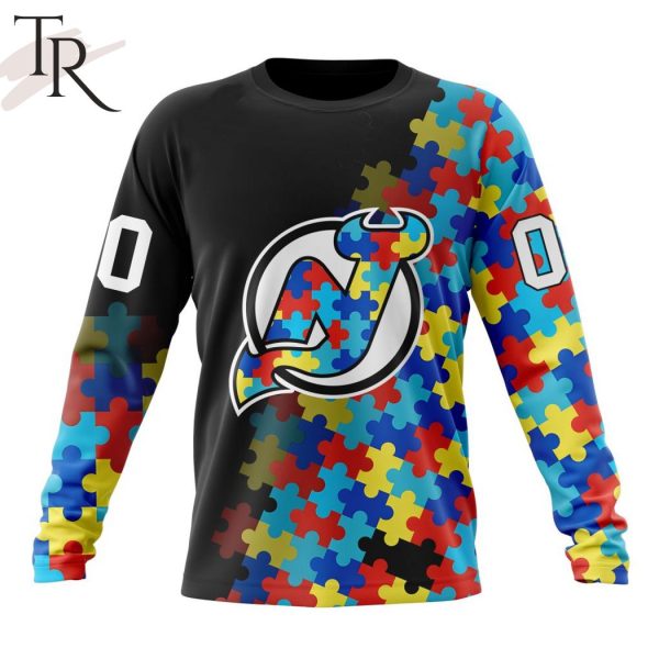 NHL New Jersey Devils Special Black Autism Awareness Design Hoodie