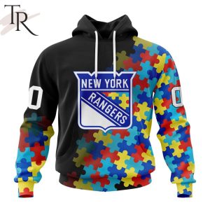 NHL New York Rangers Special Black Autism Awareness Design Hoodie
