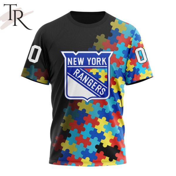NHL New York Rangers Special Black Autism Awareness Design Hoodie