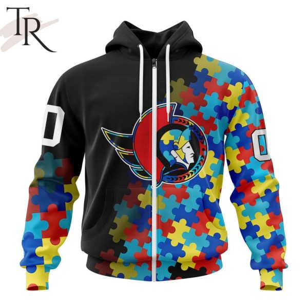 NHL Ottawa Senators Special Black Autism Awareness Design Hoodie