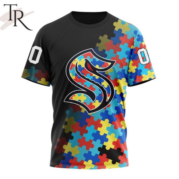 NHL Seattle Kraken Special Black Autism Awareness Design Hoodie