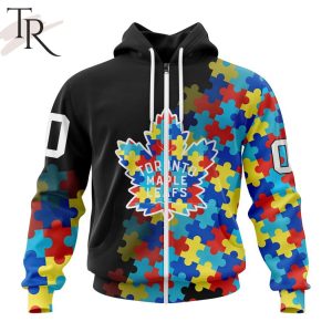 NHL Toronto Maple Leafs Special Black Autism Awareness Design Hoodie