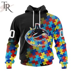 NHL Vancouver Canucks Special Black Autism Awareness Design Hoodie