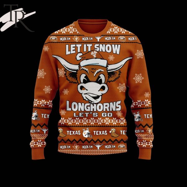 Let It Snow Longhorns Let’s Go Texas Ugly Christmas Sweater