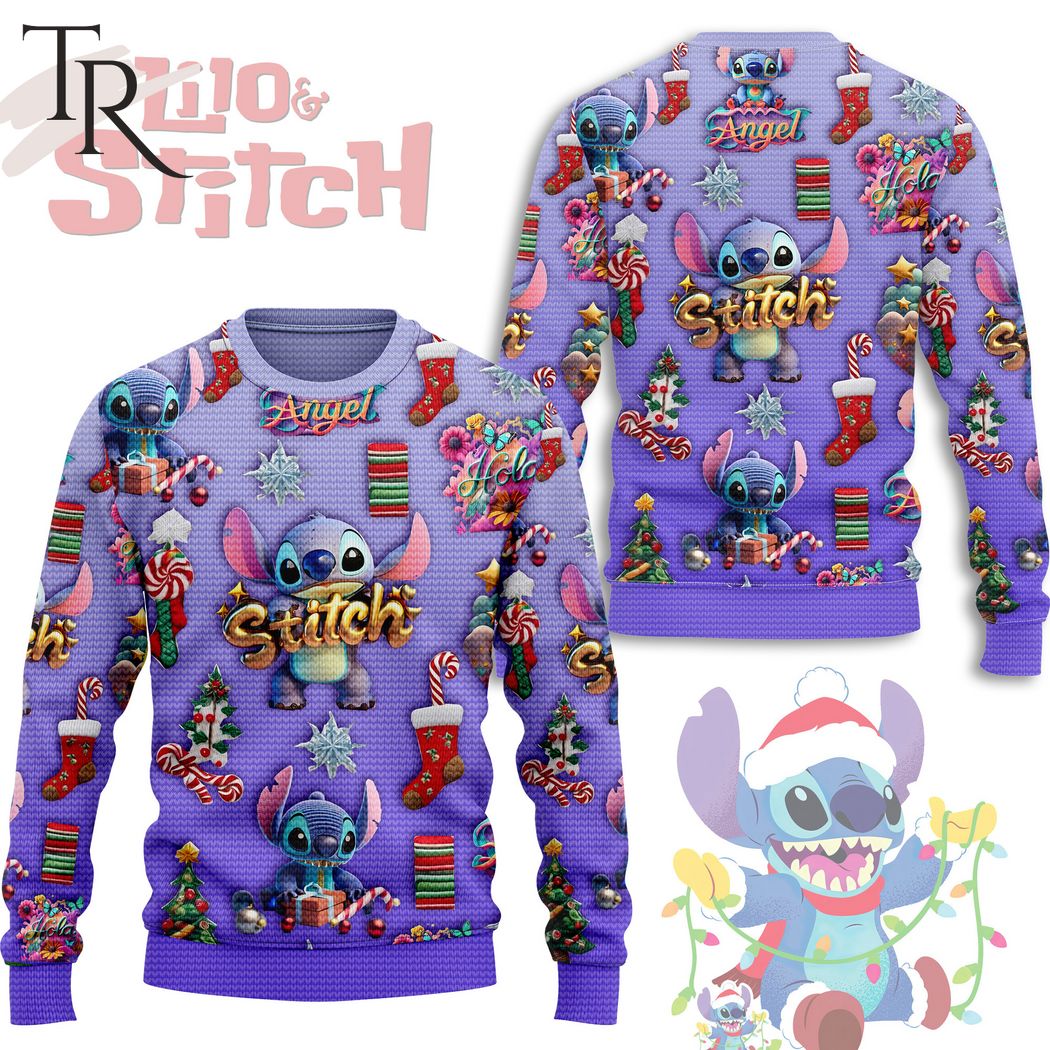 RARE Mini LEGO Stitch Angel with Ugly Christmas Sweater Disney FE Gift  Disneyland Disneyworld Legoland Holiday Lilo Santa