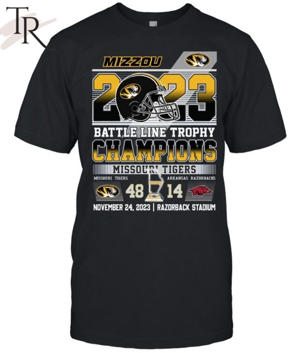 2023 Battle Line Trophy Champions Missouri Tigers 48 – 14 Arkansas Razorbacks November 24, 2023 Razorback Stadium T-Shirt