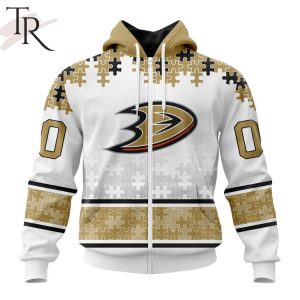 NHL Anaheim Ducks Special Autism Awareness Design With Home Jersey Style Hoodie