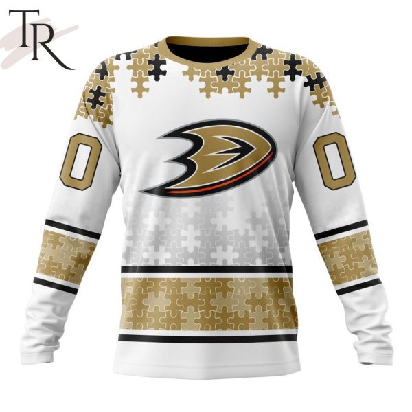 NHL Anaheim Ducks Special Autism Awareness Design With Home Jersey Style Hoodie