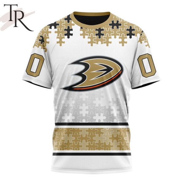 NHL Anaheim Ducks Special Autism Awareness Design With Home Jersey Style Hoodie