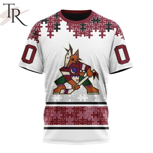 NHL Arizona Coyotes Special Autism Awareness Design With Home Jersey Style Hoodie
