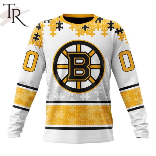 NHL Boston Bruins Special Autism Awareness Design With Home Jersey Style Hoodie