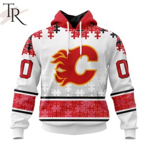 NHL Calgary Flames Special Autism Awareness Design With Home Jersey Style Hoodie