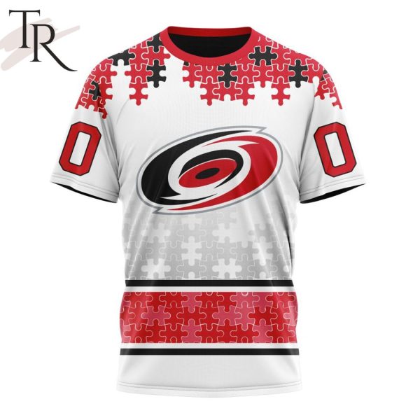 NHL Carolina Hurricanes Special Autism Awareness Design With Home Jersey Style Hoodie