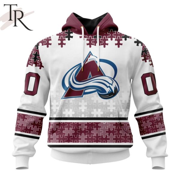 NHL Colorado Avalanche Special Autism Awareness Design With Home Jersey Style Hoodie