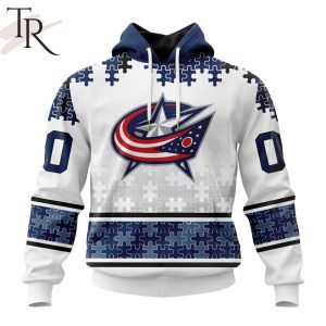 NHL Columbus Blue Jackets Special Autism Awareness Design With Home Jersey Style Hoodie
