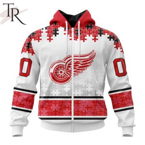 NHL Detroit Red Wings Special Autism Awareness Design With Home Jersey Style Hoodie
