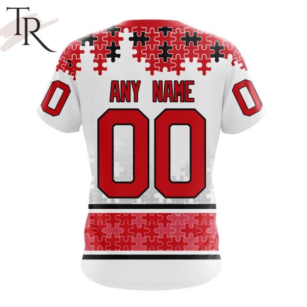 NHL Detroit Red Wings Special Autism Awareness Design With Home Jersey Style Hoodie