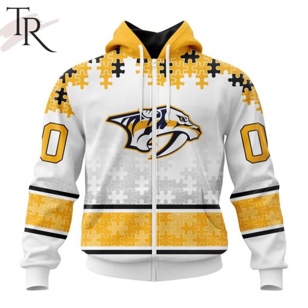 NHL Nashville Predators Special Autism Awareness Design With Home Jersey Style Hoodie