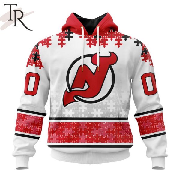 NHL New Jersey Devils Special Autism Awareness Design With Home Jersey Style Hoodie