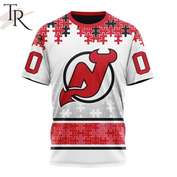 NHL New Jersey Devils Special Autism Awareness Design With Home Jersey Style Hoodie