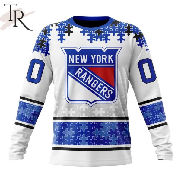 NHL New York Rangers Special Autism Awareness Design With Home Jersey Style Hoodie
