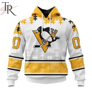 NHL Pittsburgh Penguins Special Autism Awareness Design With Home Jersey Style Hoodie