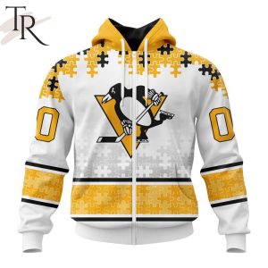 NHL Pittsburgh Penguins Special Autism Awareness Design With Home Jersey Style Hoodie