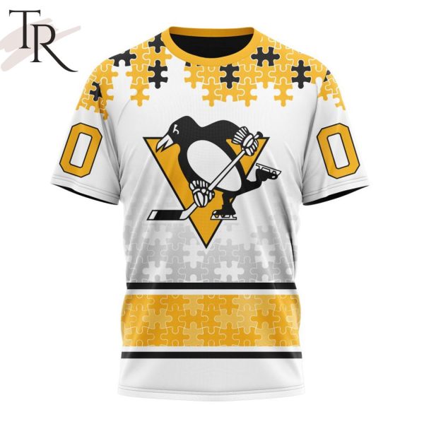 NHL Pittsburgh Penguins Special Autism Awareness Design With Home Jersey Style Hoodie